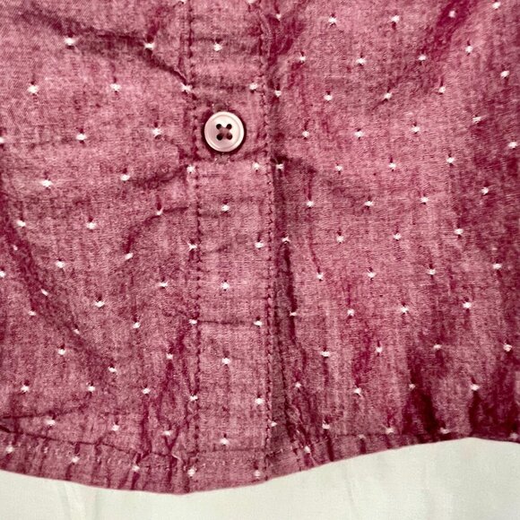 St. John's Bay 100% Cotton Button Down Boxy Puff Sleeve Plum Blouse Women's 1X - Picture 8 of 14